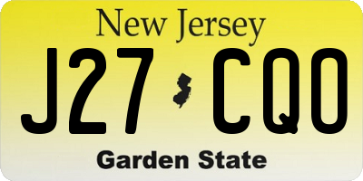 NJ license plate J27CQO