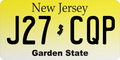 NJ license plate J27CQP