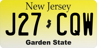 NJ license plate J27CQW