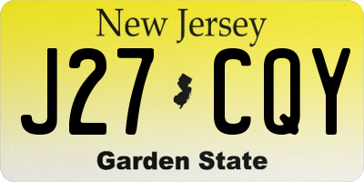 NJ license plate J27CQY