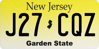 NJ license plate J27CQZ