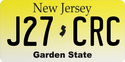 NJ license plate J27CRC