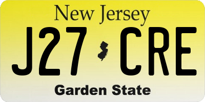 NJ license plate J27CRE