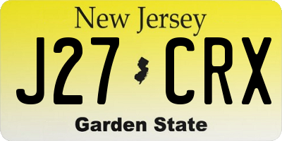NJ license plate J27CRX