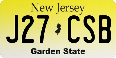 NJ license plate J27CSB
