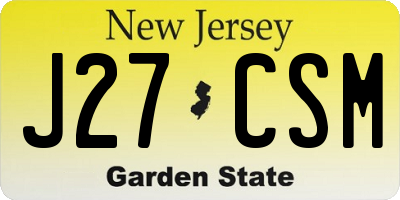 NJ license plate J27CSM