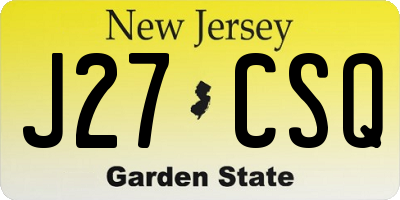 NJ license plate J27CSQ