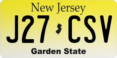 NJ license plate J27CSV