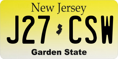 NJ license plate J27CSW