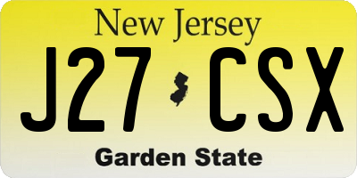NJ license plate J27CSX