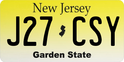 NJ license plate J27CSY