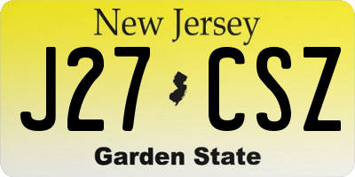 NJ license plate J27CSZ