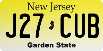 NJ license plate J27CUB
