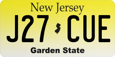NJ license plate J27CUE