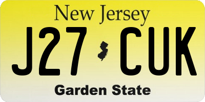 NJ license plate J27CUK