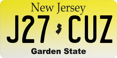 NJ license plate J27CUZ