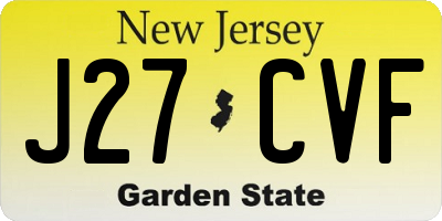 NJ license plate J27CVF