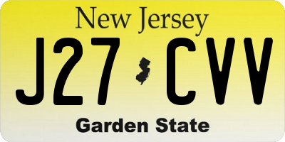 NJ license plate J27CVV