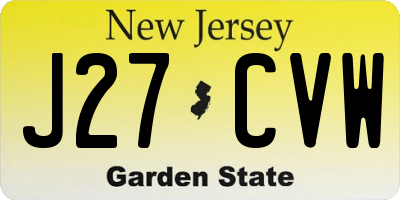 NJ license plate J27CVW