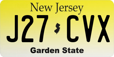NJ license plate J27CVX