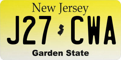 NJ license plate J27CWA
