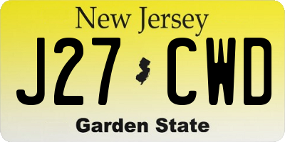 NJ license plate J27CWD