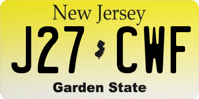 NJ license plate J27CWF