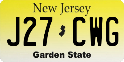 NJ license plate J27CWG