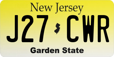 NJ license plate J27CWR