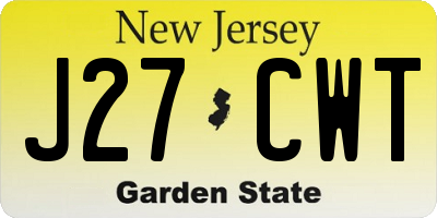 NJ license plate J27CWT