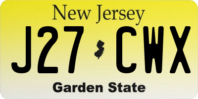 NJ license plate J27CWX
