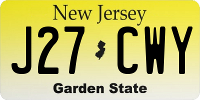 NJ license plate J27CWY