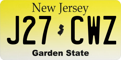 NJ license plate J27CWZ