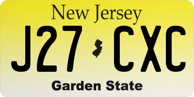 NJ license plate J27CXC