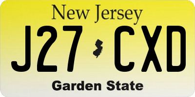NJ license plate J27CXD