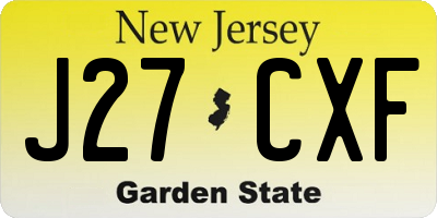 NJ license plate J27CXF