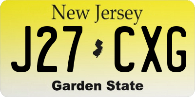 NJ license plate J27CXG