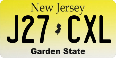 NJ license plate J27CXL