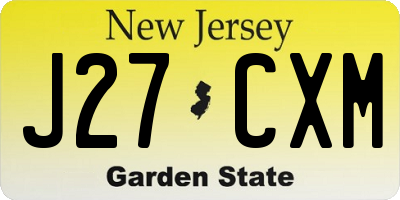 NJ license plate J27CXM