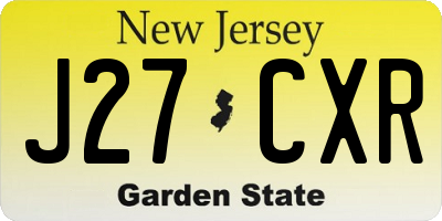 NJ license plate J27CXR
