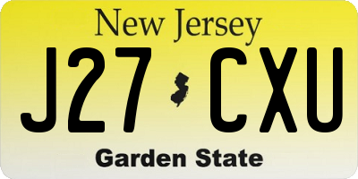 NJ license plate J27CXU