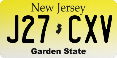 NJ license plate J27CXV