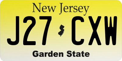 NJ license plate J27CXW