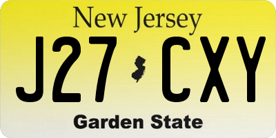 NJ license plate J27CXY