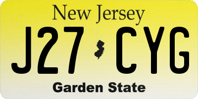NJ license plate J27CYG