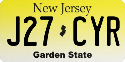 NJ license plate J27CYR