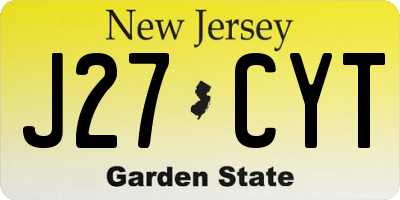 NJ license plate J27CYT