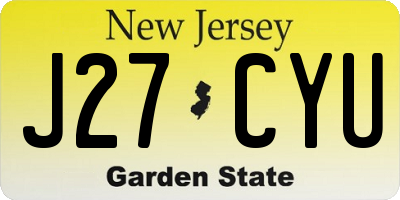 NJ license plate J27CYU