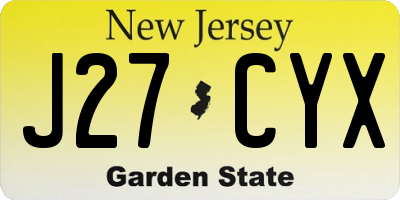NJ license plate J27CYX