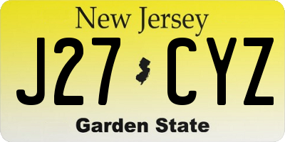 NJ license plate J27CYZ